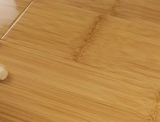 Warm coastal-tone bamboo plank close-up showing soft amber colouring